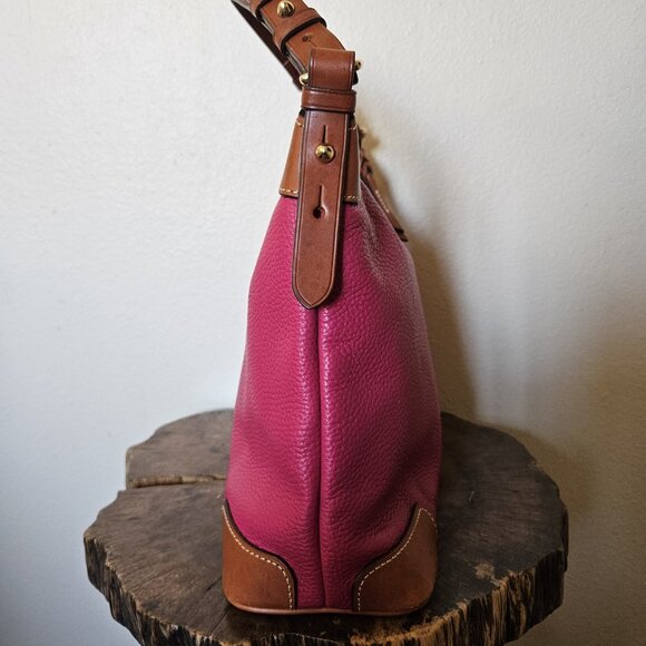 Dooney & Bourke Erica Pebbled Leather Hobo Shoulder Bag Fuchsia Pink - Picture 12 of 16